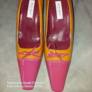BRUNO MAGLI 2 TONE PATENT LEATHER LOW HEEL NEW